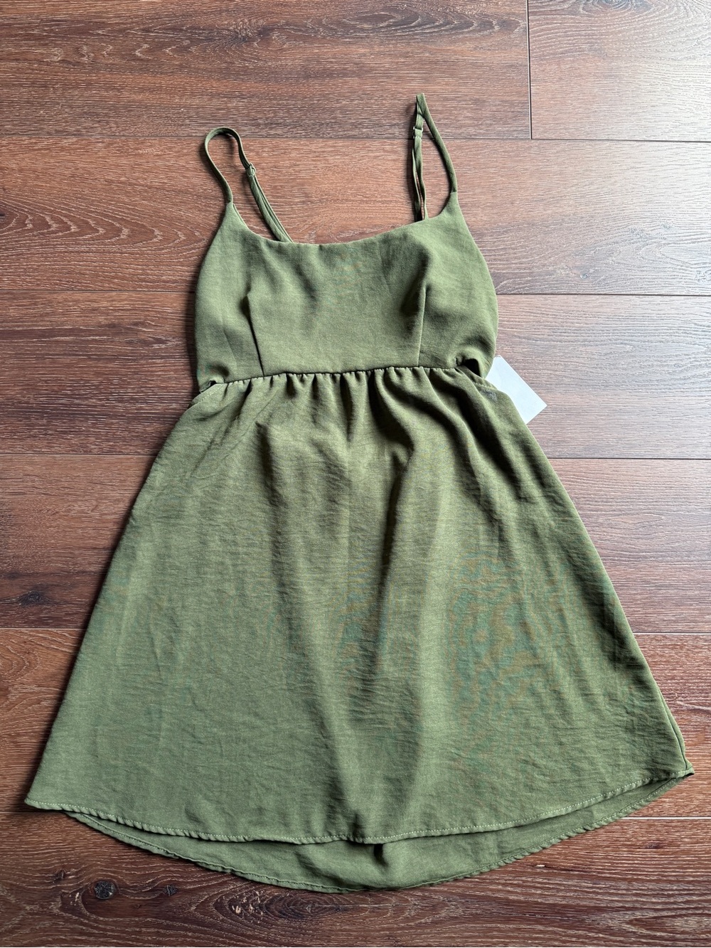 NWT Originality Olive Green Spaghetti Strap Mini Dress